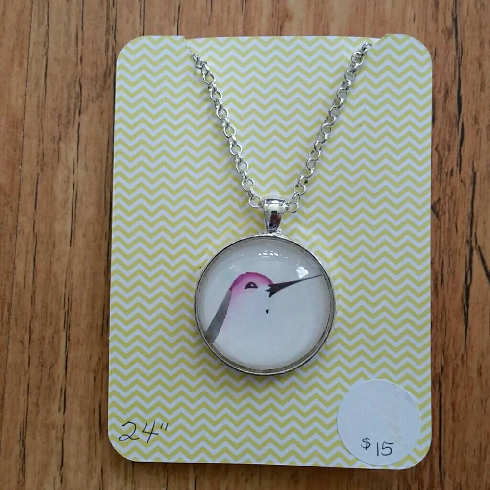 Handpainted Handmade Hummingbird‎ Necklace